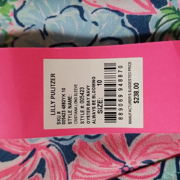 Lilly Pulitzer Cristiana Dress Oyster Bay Navy Always Be Blooming - Picture 16 of 16